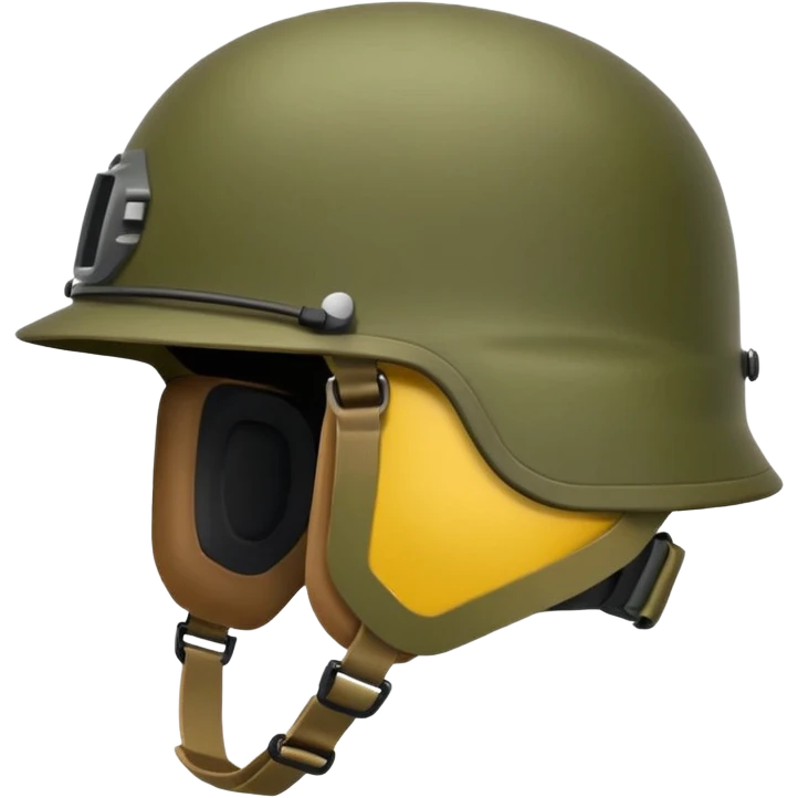 modern NATO helmet, emoji style, olive color, simple shape, side mounts, strap emoji