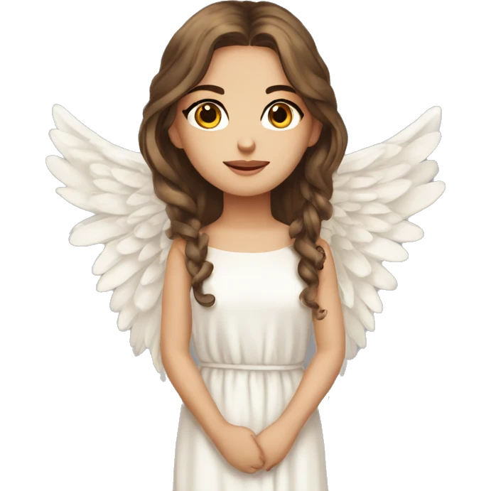 Beautiful angel wings long dress brown hair eyelashes emoji