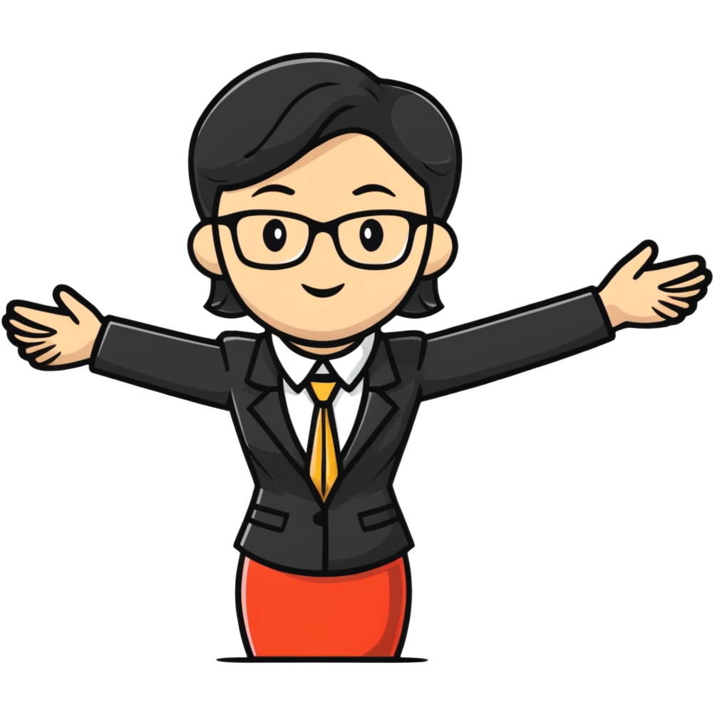 Female accountant spreading arms to the sides emoji