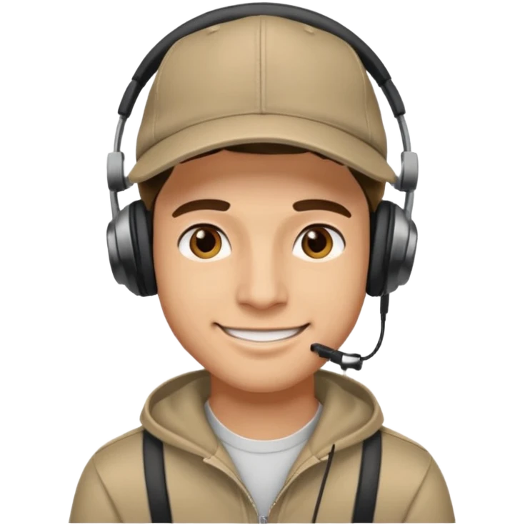 A guy smirking with a cap and headphones emoji