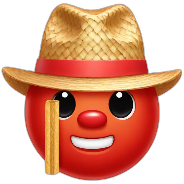 red gummy bear with straw hat emoji