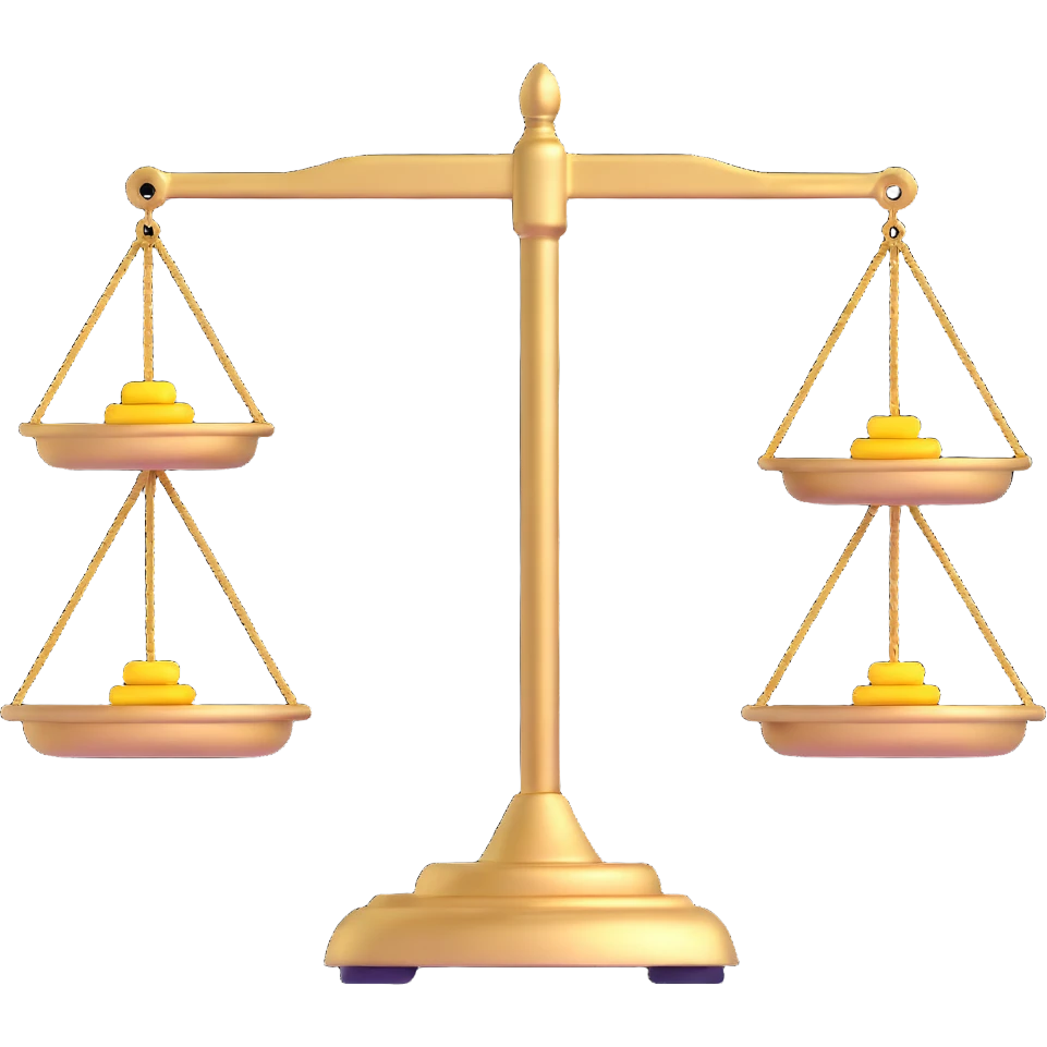 balance scale with gold in both trays emoji