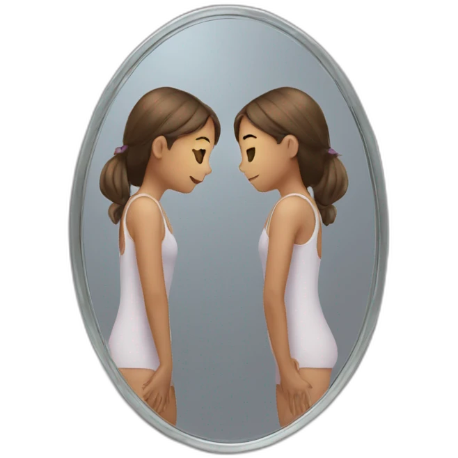 girl hugging mirror reflection emoji