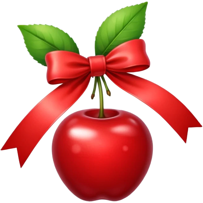 Red cherry with a red ribbon bow emoji