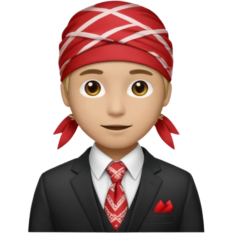 Character wearing a bandana and a suit emoji