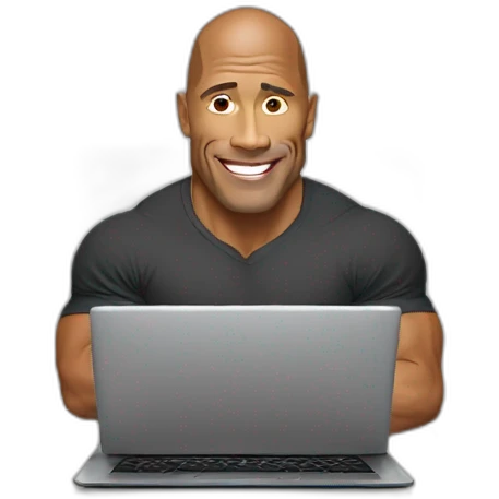 Dwayne johnson working on a laptop emoji