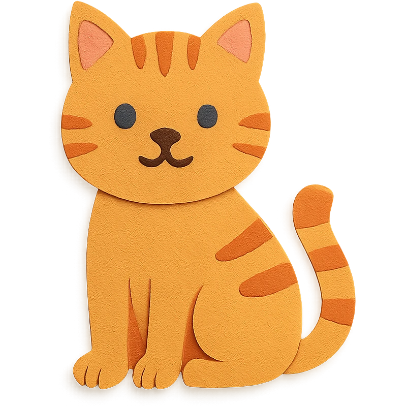 cat sitting with simple background in paper-craft style emoji