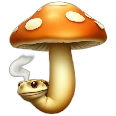 A mushroom with turtle spots smoking a cigar emoji