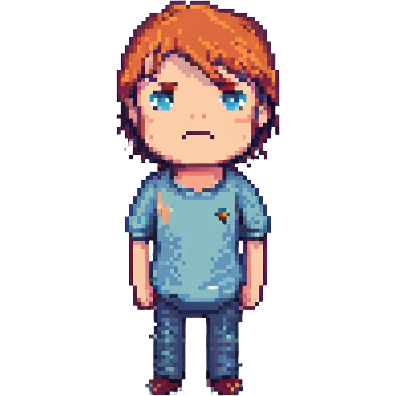 Silent Hill character emote for Twitch, pixel art style, featuring James Sunderland looking anxious emoji