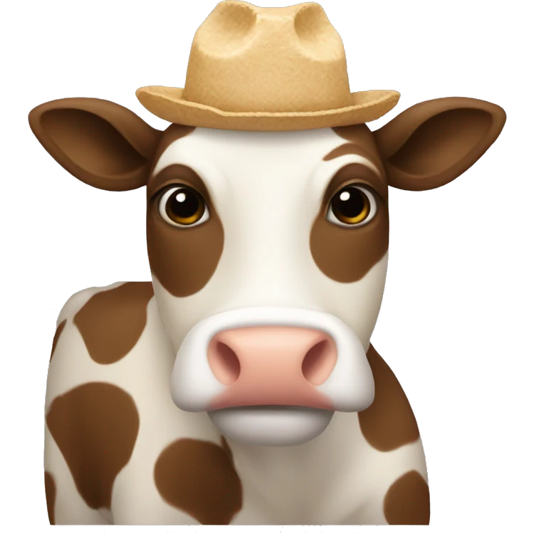 Una vaca con un sobrereo emoji