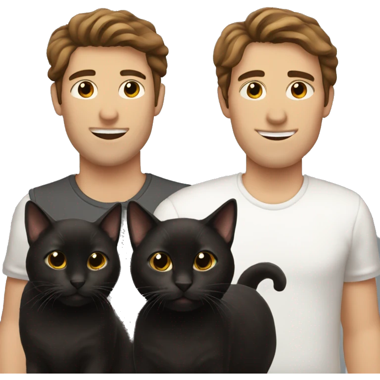 Brown hair man with two black cats  emoji