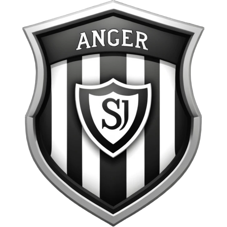 Football club  SV Angers logo, black and white striped shield with 1919 year, sports team emblem emoji