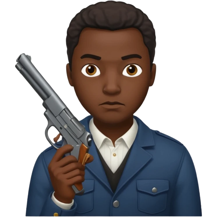 Black guy in a Shystie holding a gun emoji