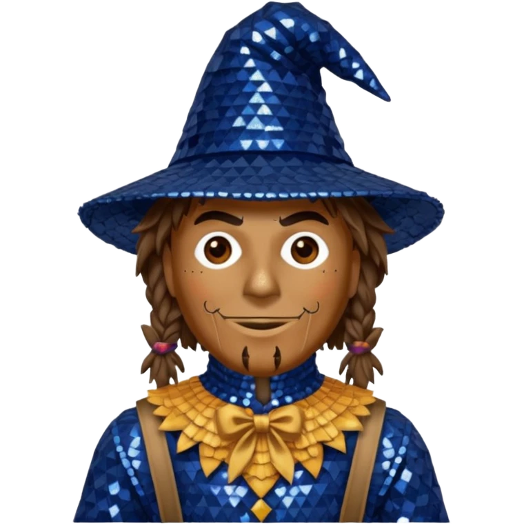 Scarecrow from The Wizard of Oz with dark blue sequin outfit emoji