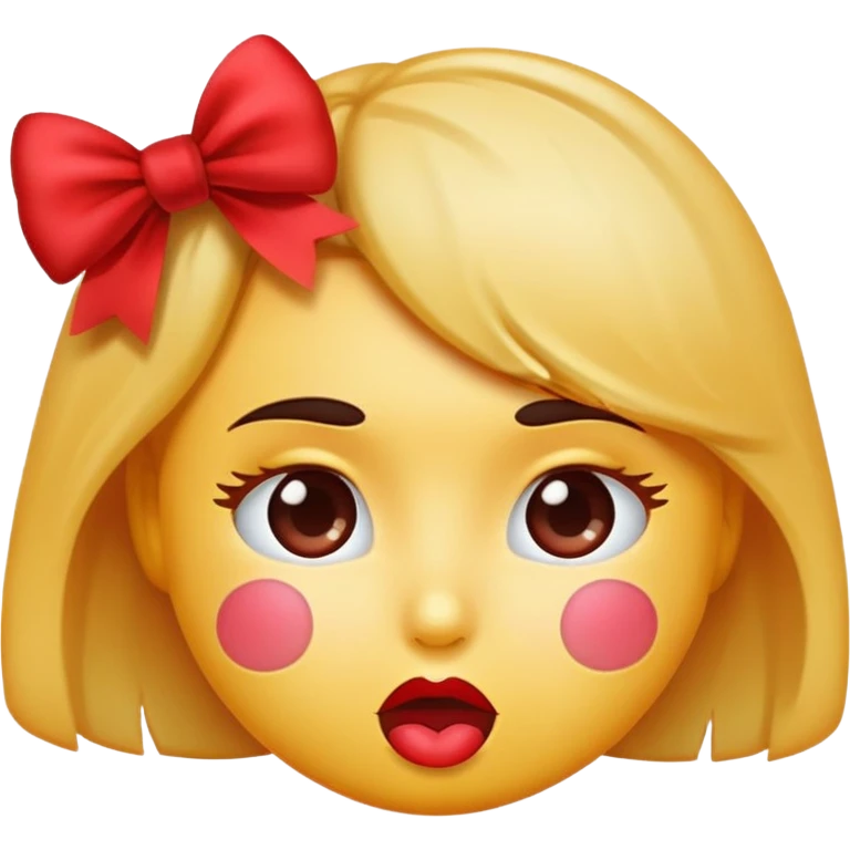Kiss face emoji with bow on head emoji