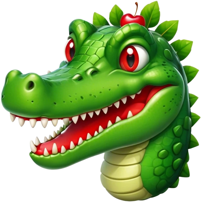 Cocodrile smiling with a cherry on his hand emoji