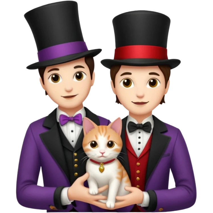 magician couple and their pet cat emoji