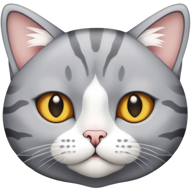 An american shorthair with white nose and white tummy emoji