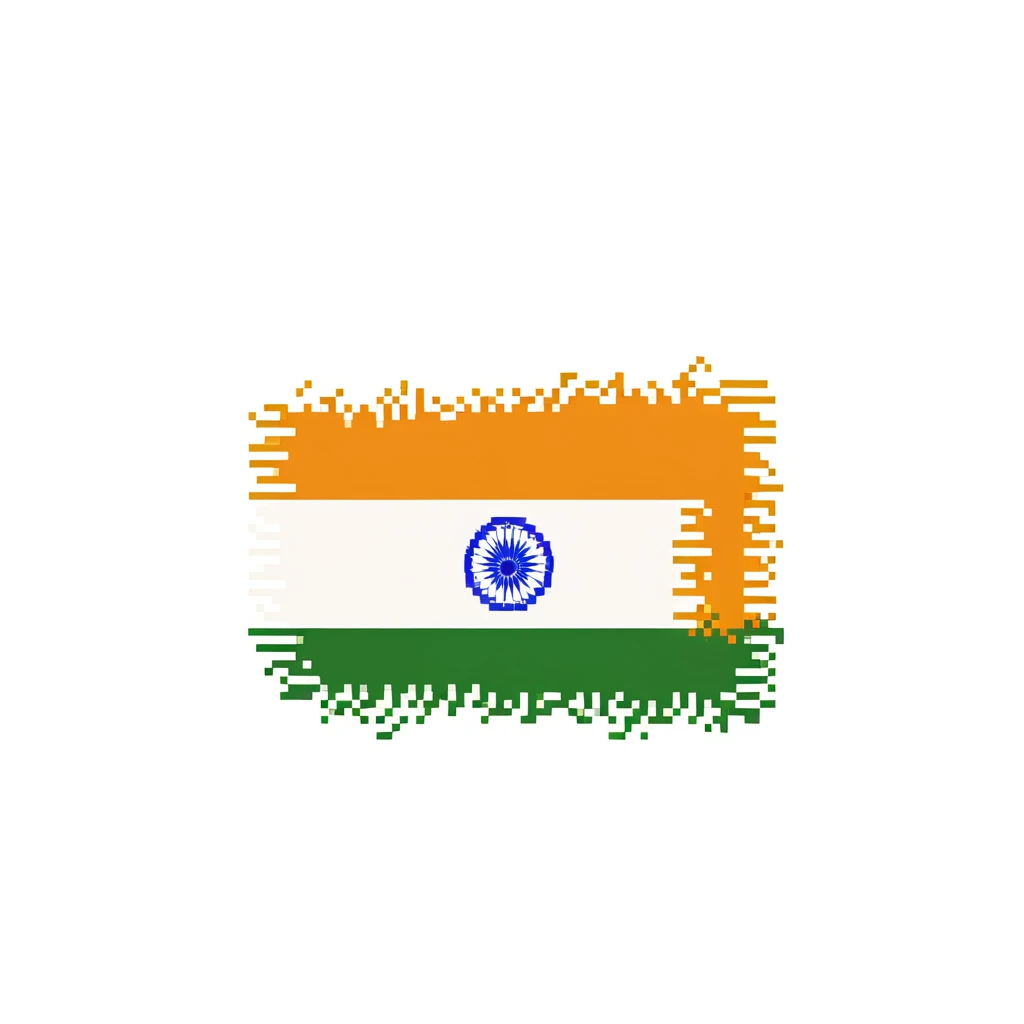 Detailed pixel art of Indian national flag with saffron, white and green colors emoji