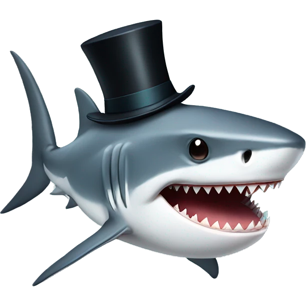 Shark with a top hat emoji