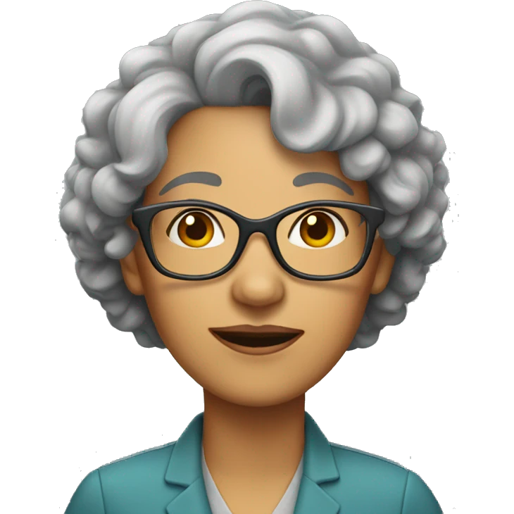 middle-aged woman with glasses and curly gray hair emoji