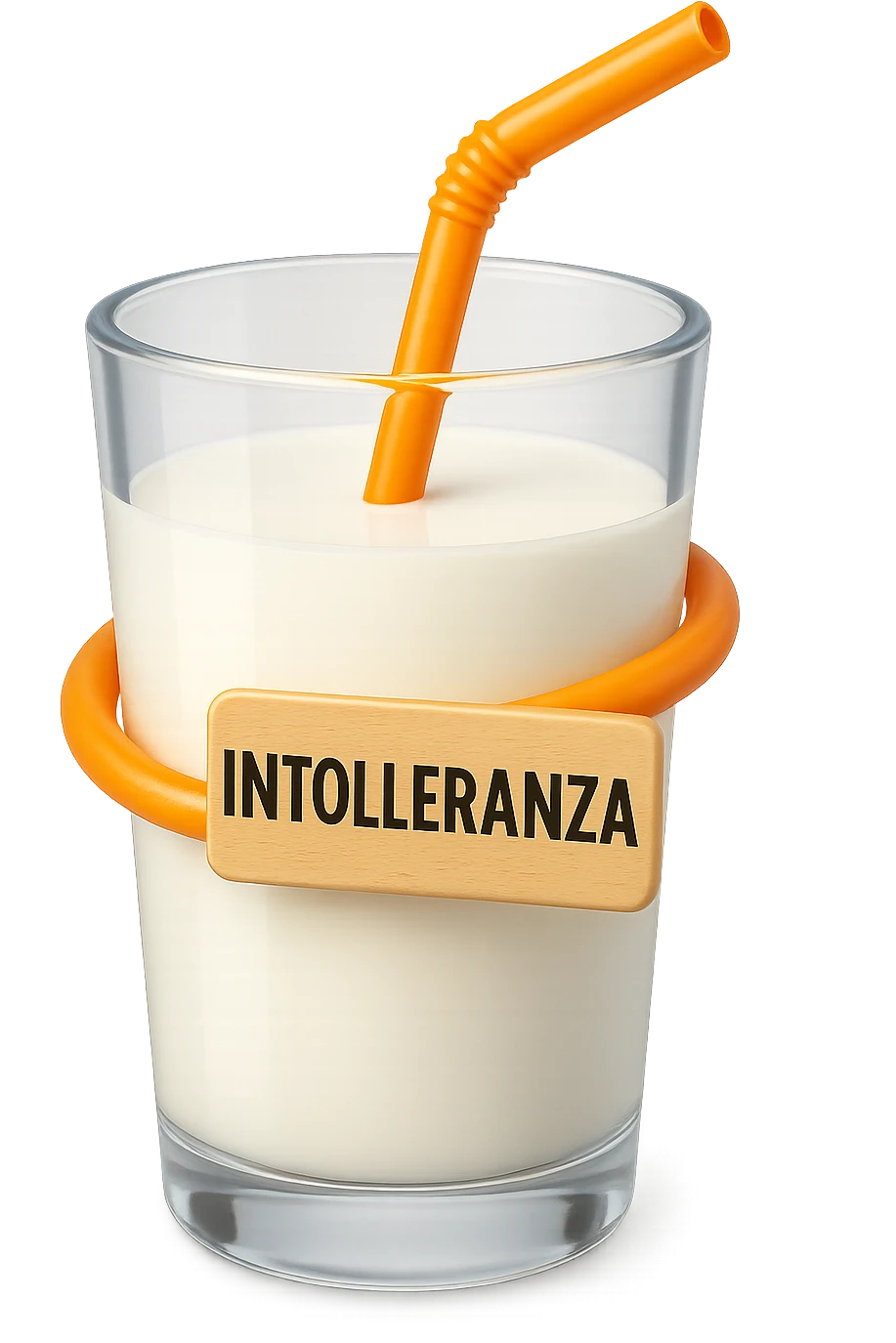 emoji stile iphone di un BICCHIERE DI LATTE CON COLON ATTORCIGLIATO INTORNO, HA UN CARTELLO CON LA SCRITTA "INTOLLERANZA" iperrealistico 4k, isolato su sfondo bianco emoji