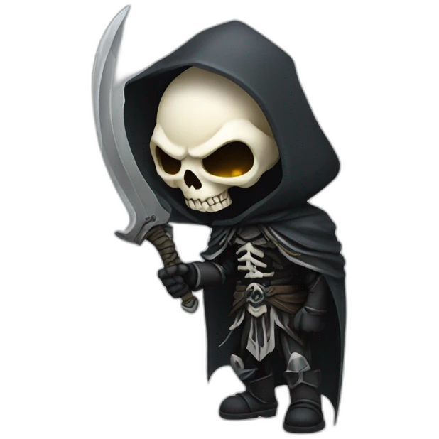 reaper skull RAID in the style of chibi character emoji