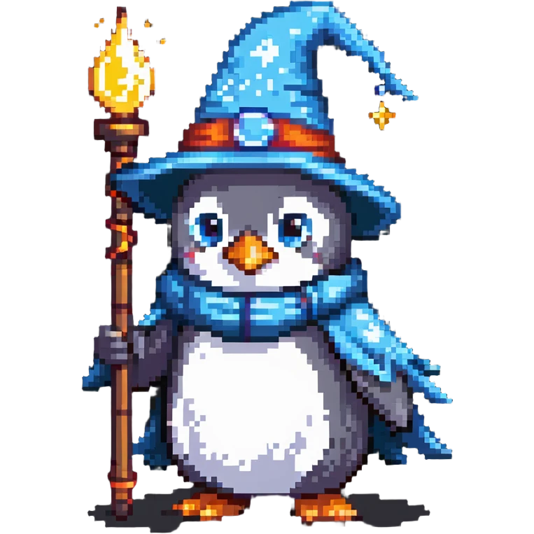 penguin wizard with magic staff emoji