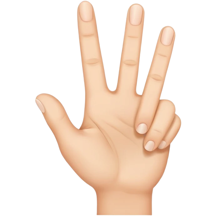 Hand in high five position but pointer finger is bent and is next to middle finger emoji
