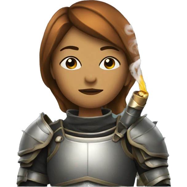 Woman wearing armor smoking emoji
