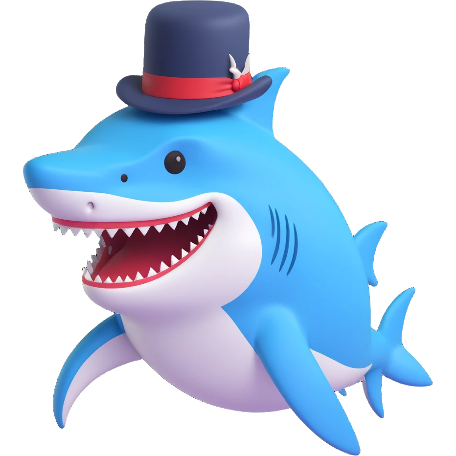 shark with a top hat emoji