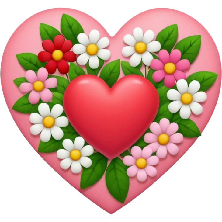a heart made of flowers with leaves emoji