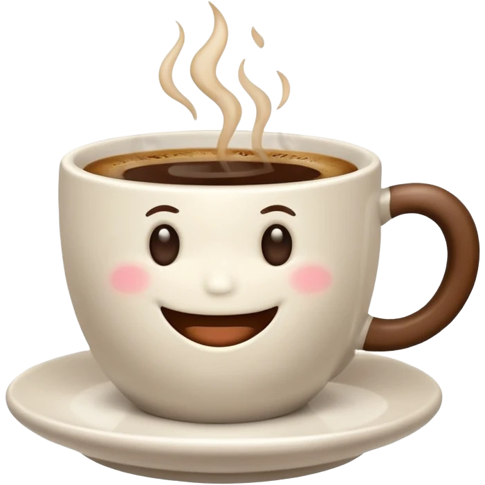 an adorable white cup of coffee with a smile, cup only, no plate emoji