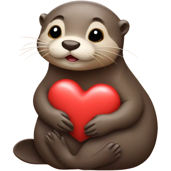 Otter holding a heart emoji