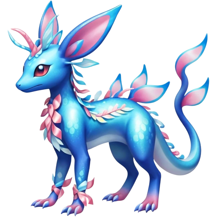 Colorful Shiny Exotic Amaura-Salandit-Aurorus-Sylveon-Fakémon-hybrid-creature (full body)  emoji