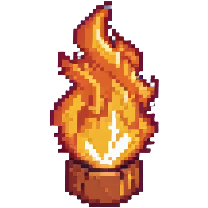 top fire end cap, flame tip pointing up, orange and yellow emoji