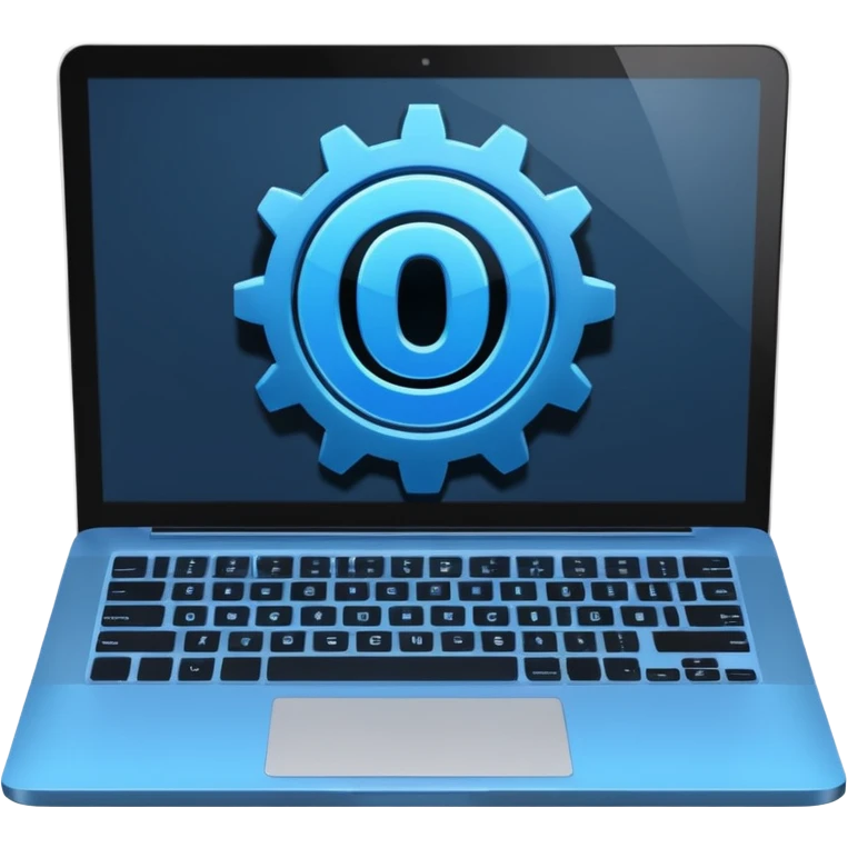 laptop screen with number 0 and a gear emoji
