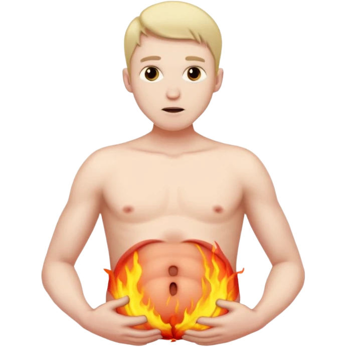 Male has inflamed belly emoji