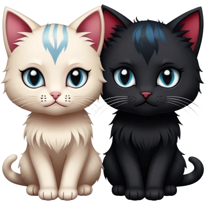two emo cats in love with tattoos and cool hair, plus three emo kittens emoji