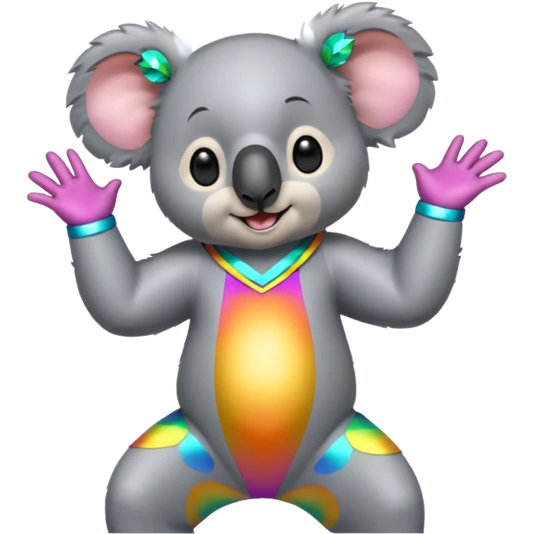 A koala in disco clothes, dancing enthusiastically, portrait, bust up emoji