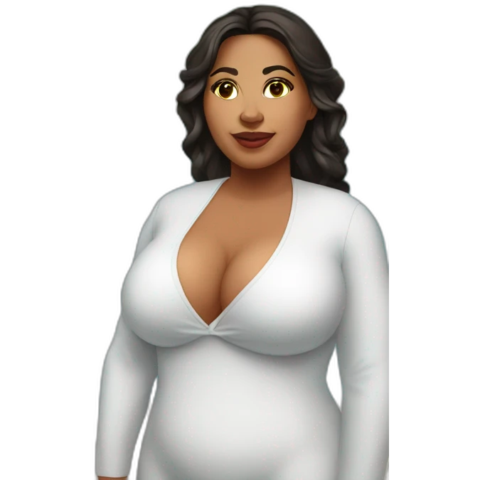 big bosomed latina in pool white outfit emoji