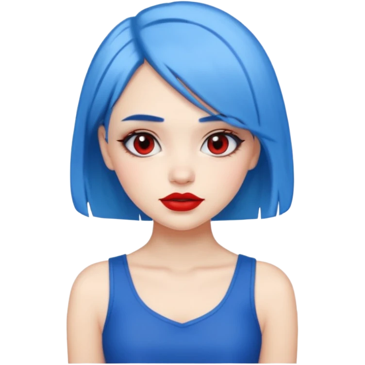 büyük memeli mavi saçlı çok güzel bir kız mini etekli kırmızı ruj emoji
