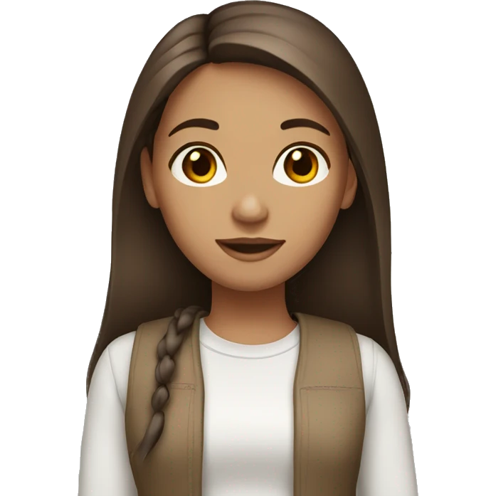 Girl with brown straight hair brown eyes  emoji