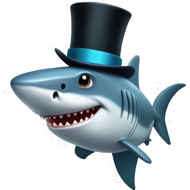 Shark with a top hat emoji