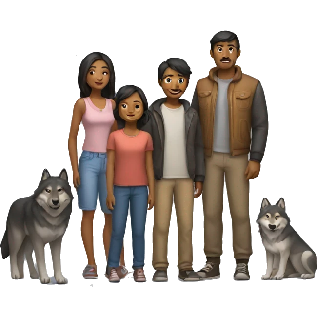 human family and wolf family emoji