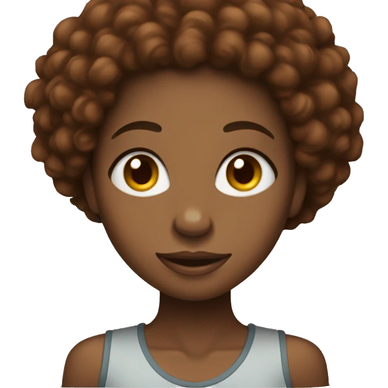 Black girl with big curly brown reddish Afro  emoji