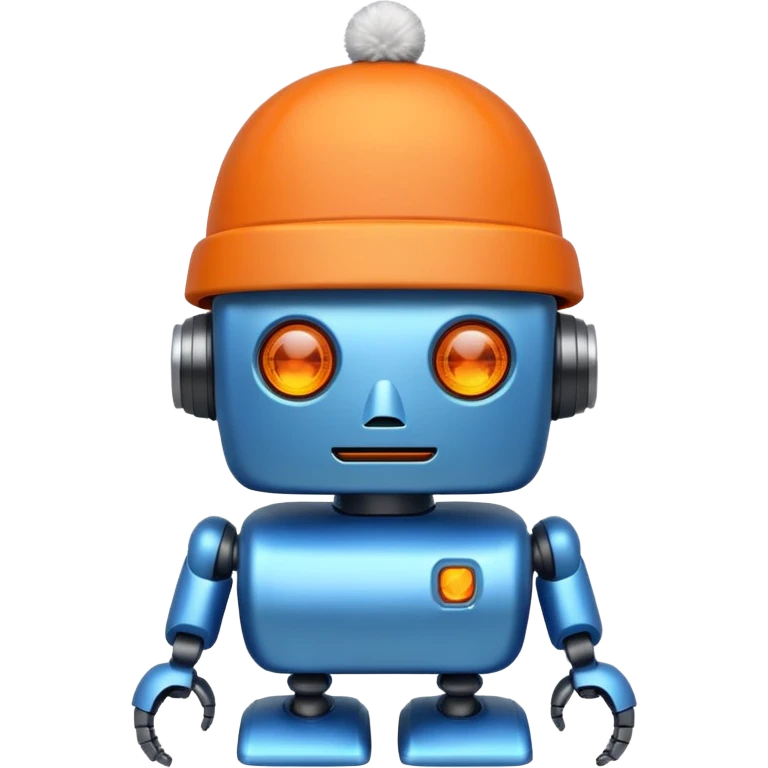 blue robot with orange winter hat emoji