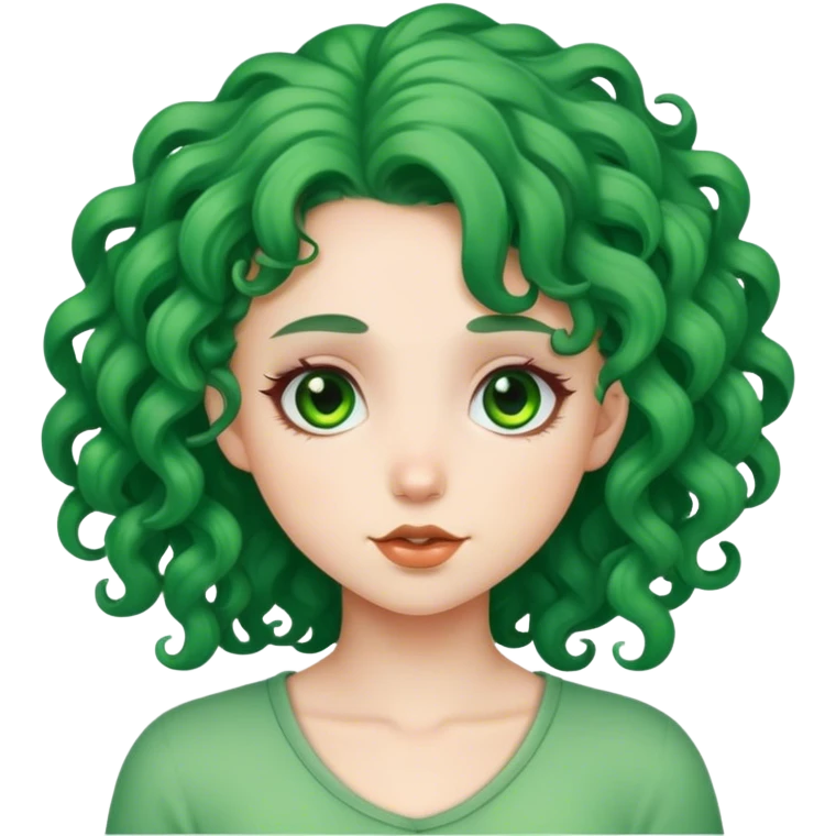 girl green hair curly emoji