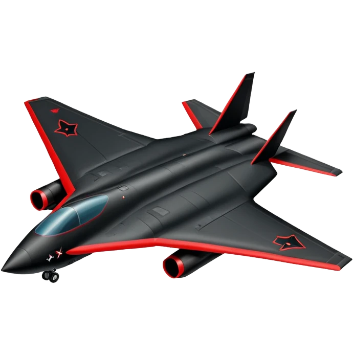 Stealth Bomber plane black and red emoji