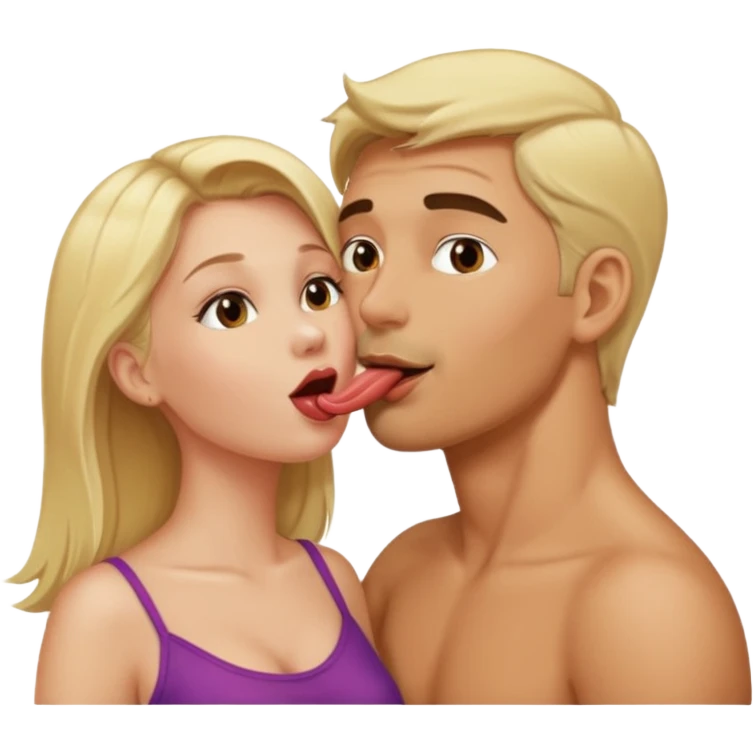 realistic naked blonde woman licking mans neck emoji